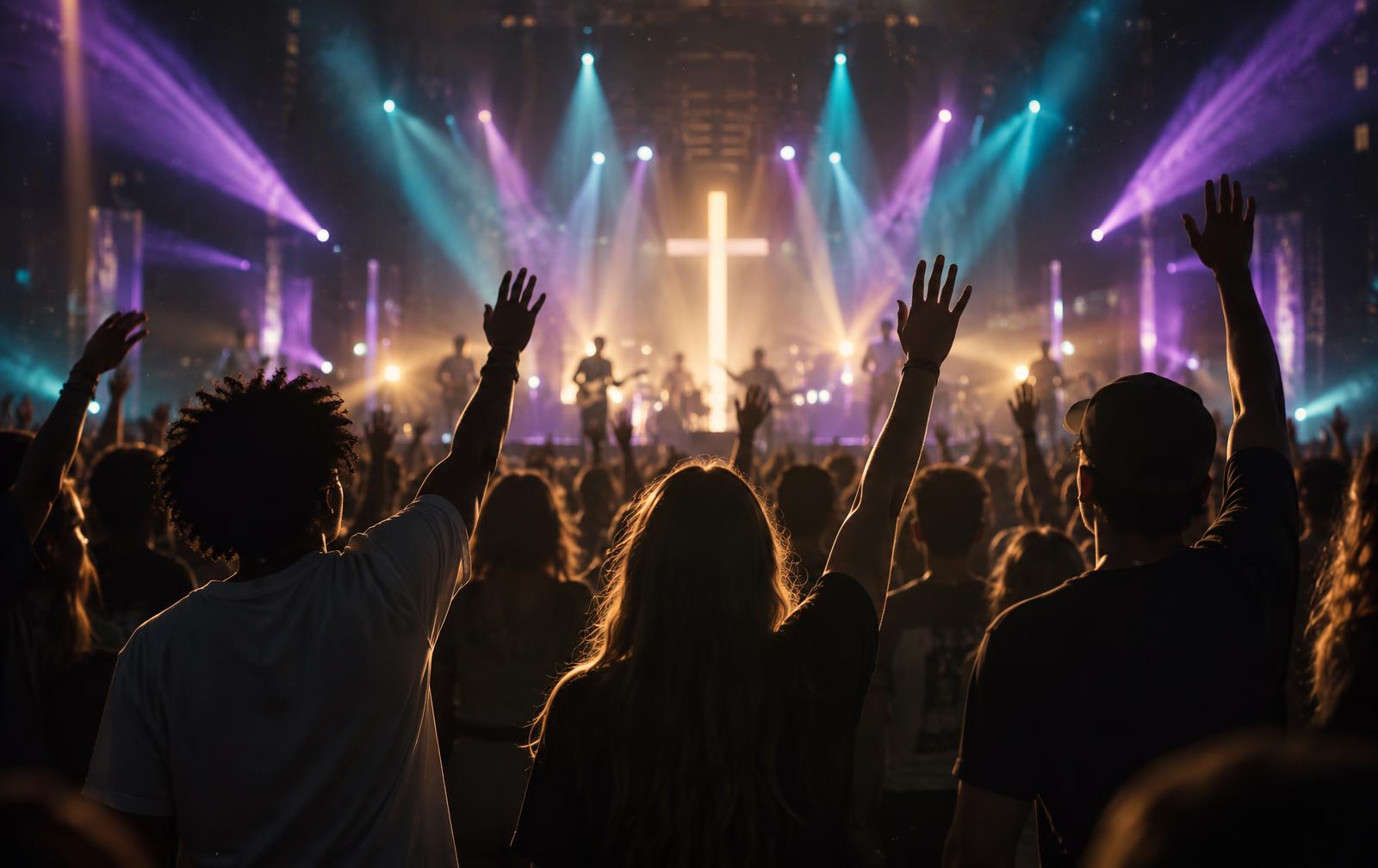 Young people worshipping together